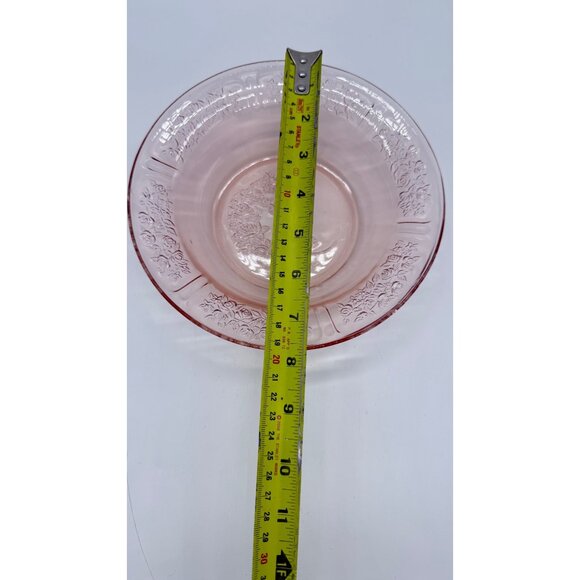 Vintage Sharon Rose Pink Depression Glass Bowl With Embossed Florals - Picture 5 of 7